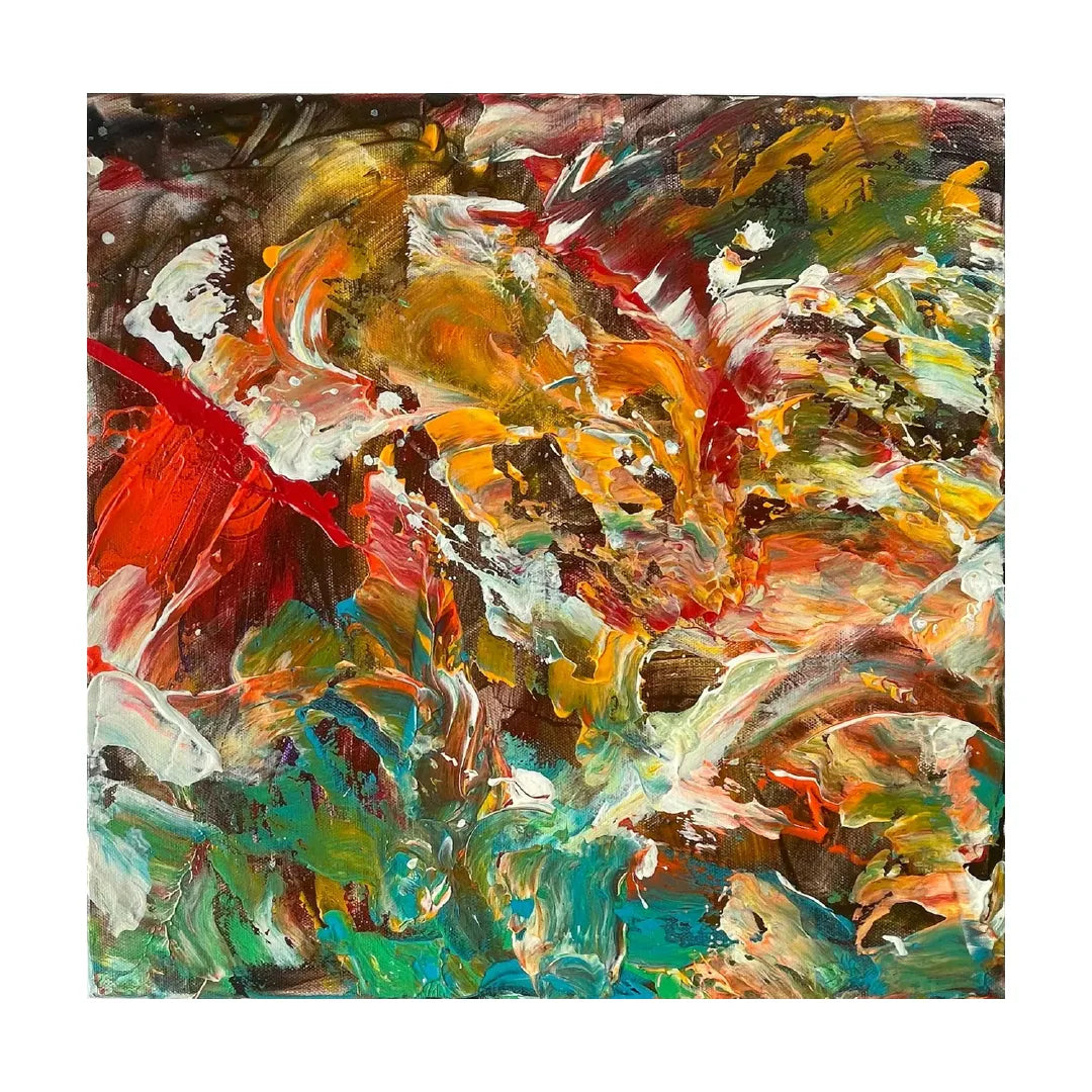 “破裂するオレンジと赤”